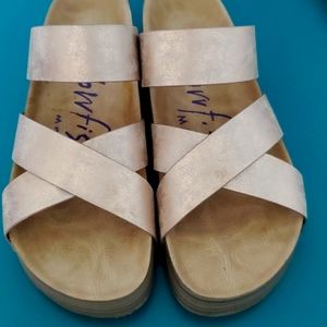 Blowfish sandals, Rose Gold Metallic, wedge